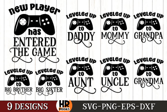 Leveled Up to Daddy Matching Family Set Graphics & Crafts