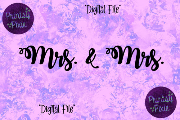Mrs and Mrs Wedding Ceremony Couple Graphics for Crafts