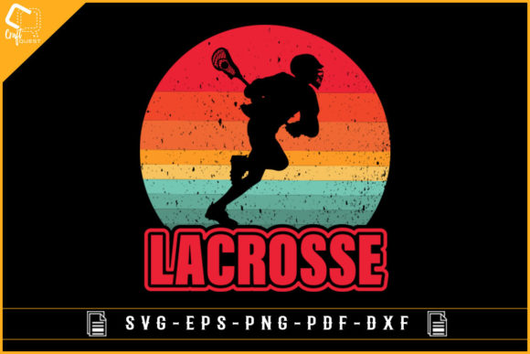 Vintage Color Lacrosse Player Silhouette: Graphics for Crafts